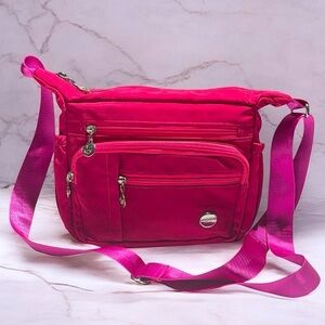 Jiel Shi Water-Resistant Nylon Crossbody/Shoulder Bag Bright Pink